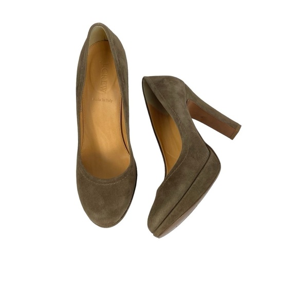J. Crew Gray Taupe Suede Heels Size 8.5 Made in Italy - Picture 3 of 8